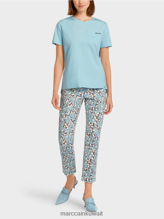 Marc Cain تيشيرت بجيب صدر مزخرف LVN0D61450 ملابس الغلاف الجوي الأزرق