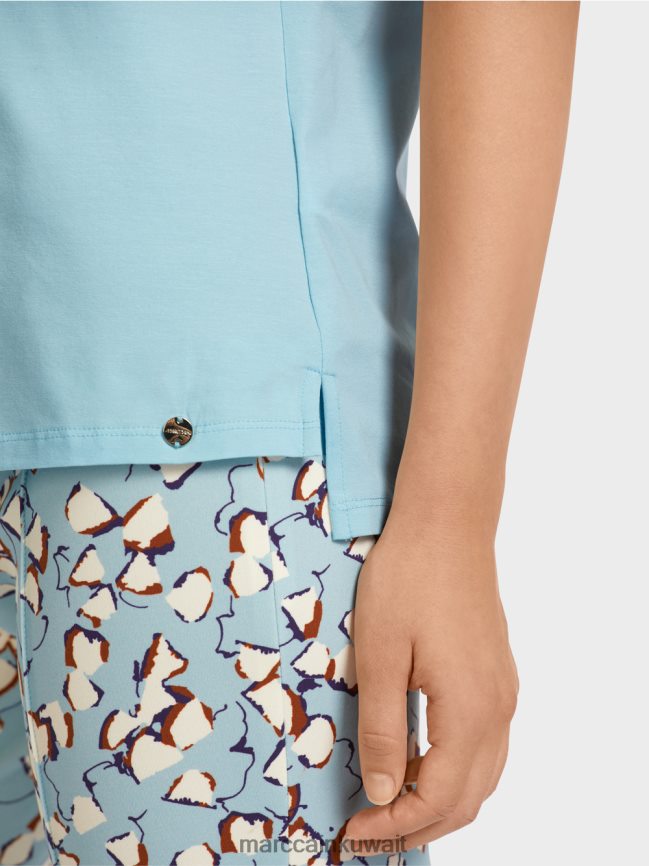 Marc Cain تيشيرت بجيب صدر مزخرف LVN0D61450 ملابس الغلاف الجوي الأزرق