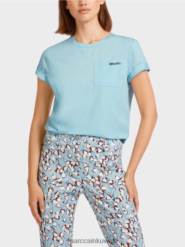 Marc Cain تيشيرت بجيب صدر مزخرف LVN0D61450 ملابس الغلاف الجوي الأزرق