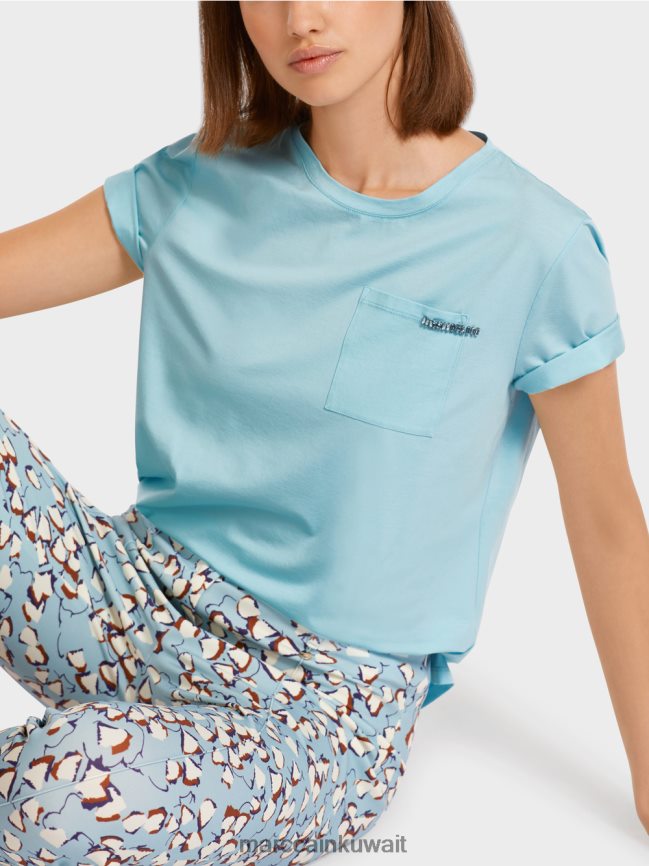 Marc Cain تيشيرت بجيب صدر مزخرف LVN0D61450 ملابس الغلاف الجوي الأزرق