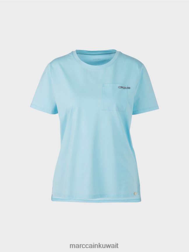 Marc Cain تيشيرت بجيب صدر مزخرف LVN0D61450 ملابس الغلاف الجوي الأزرق