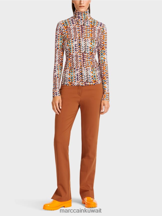 Marc Cain قمة ملونة بأكمام طويلة LVN0D61452 ملابس ملكي الأرجواني