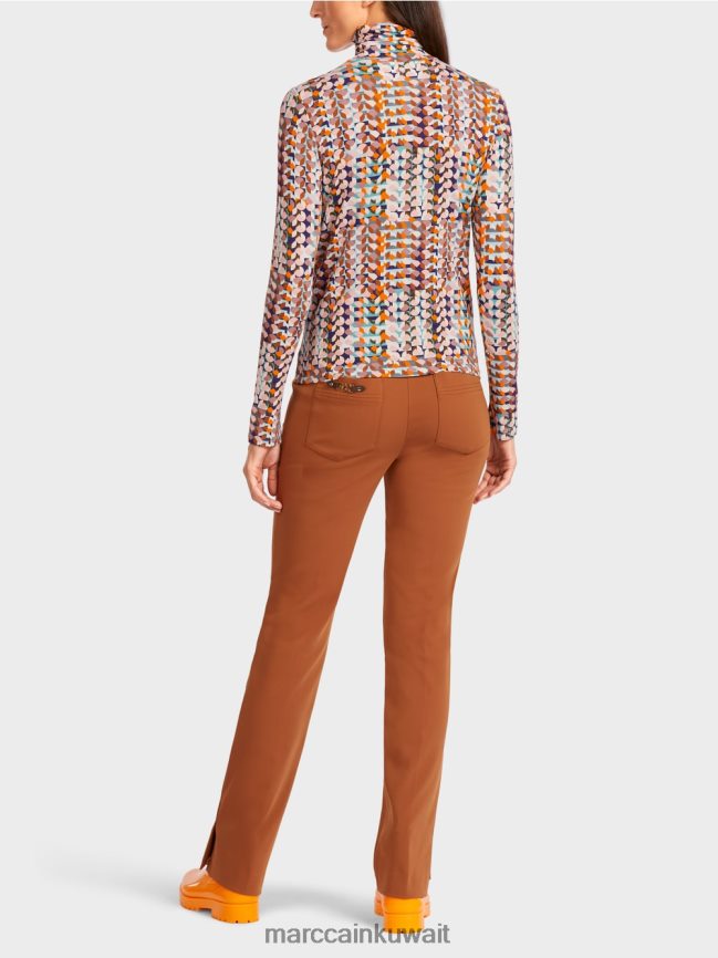Marc Cain قمة ملونة بأكمام طويلة LVN0D61452 ملابس ملكي الأرجواني