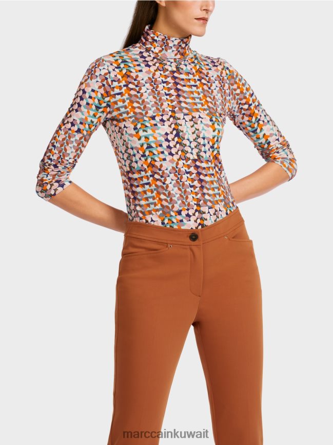 Marc Cain قمة ملونة بأكمام طويلة LVN0D61452 ملابس ملكي الأرجواني