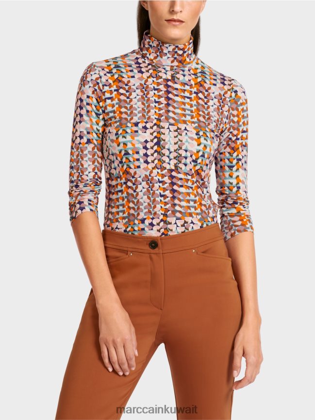 Marc Cain قمة ملونة بأكمام طويلة LVN0D61452 ملابس ملكي الأرجواني