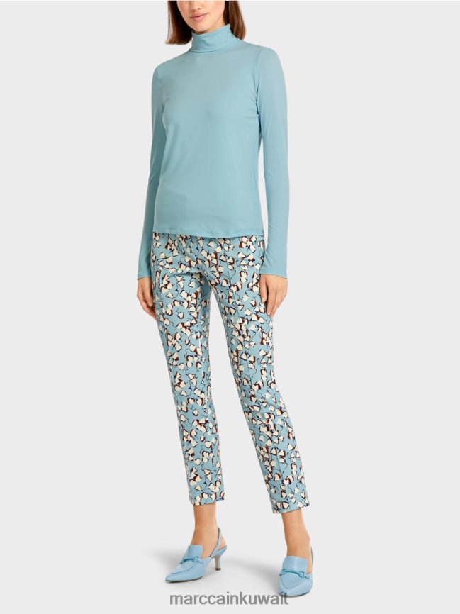 Marc Cain أعلى عادي بأكمام طويلة LVN0D61453 ملابس الغلاف الجوي الأزرق