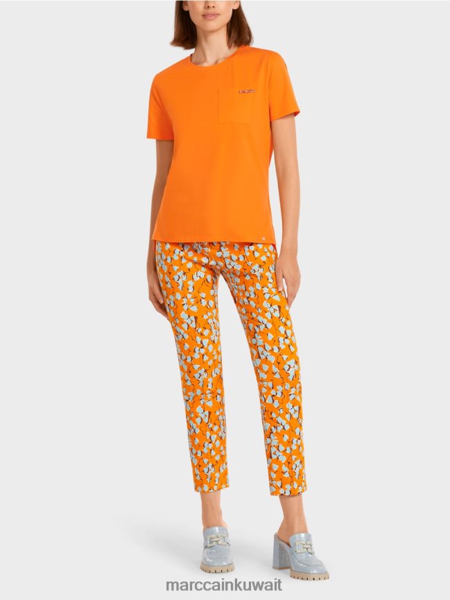 Marc Cain تيشيرت بجيب صدر مزخرف LVN0D61457 ملابس برتقالي واضح