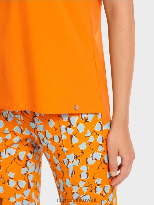 Marc Cain تيشيرت بجيب صدر مزخرف LVN0D61457 ملابس برتقالي واضح