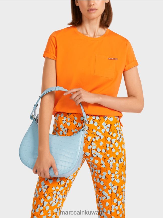 Marc Cain تيشيرت بجيب صدر مزخرف LVN0D61457 ملابس برتقالي واضح