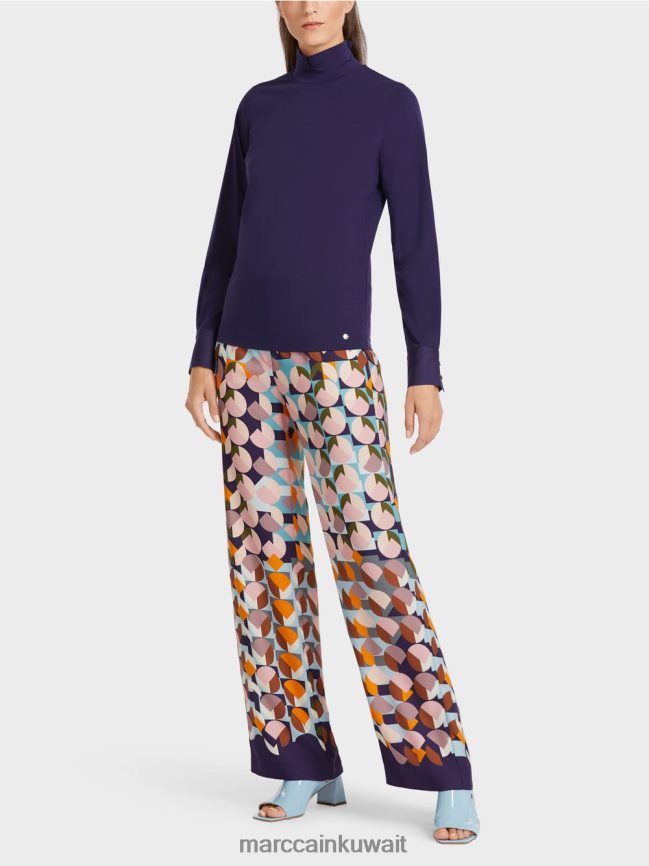 Marc Cain تي شيرت بأكمام بأساور LVN0D61458 ملابس ملكي الأرجواني