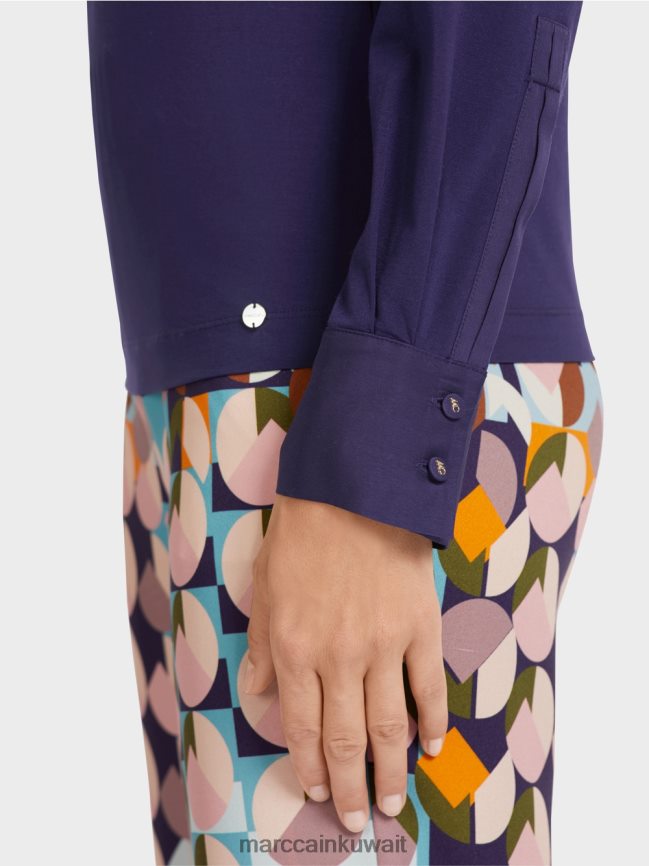 Marc Cain تي شيرت بأكمام بأساور LVN0D61458 ملابس ملكي الأرجواني