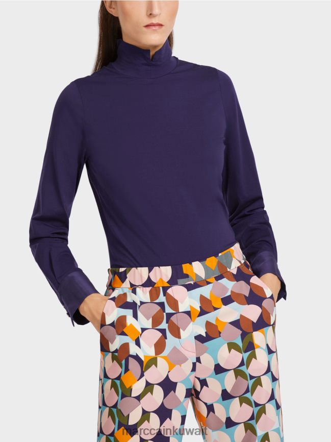 Marc Cain تي شيرت بأكمام بأساور LVN0D61458 ملابس ملكي الأرجواني