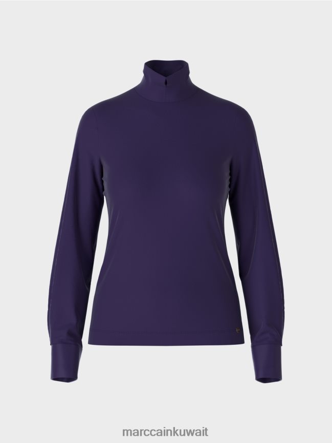 Marc Cain تي شيرت بأكمام بأساور LVN0D61458 ملابس ملكي الأرجواني