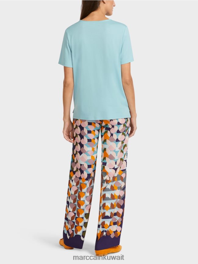 Marc Cain الجزء العلوي من القطن المطاطي LVN0D61459 ملابس الغلاف الجوي الأزرق