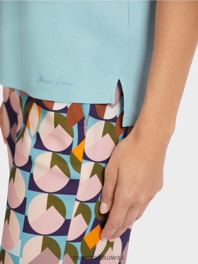 Marc Cain الجزء العلوي من القطن المطاطي LVN0D61459 ملابس الغلاف الجوي الأزرق