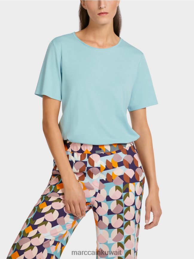 Marc Cain الجزء العلوي من القطن المطاطي LVN0D61459 ملابس الغلاف الجوي الأزرق