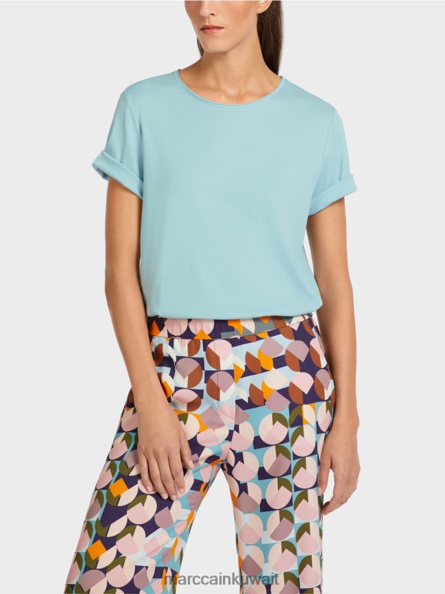 Marc Cain الجزء العلوي من القطن المطاطي LVN0D61459 ملابس الغلاف الجوي الأزرق