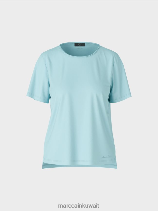 Marc Cain الجزء العلوي من القطن المطاطي LVN0D61459 ملابس الغلاف الجوي الأزرق