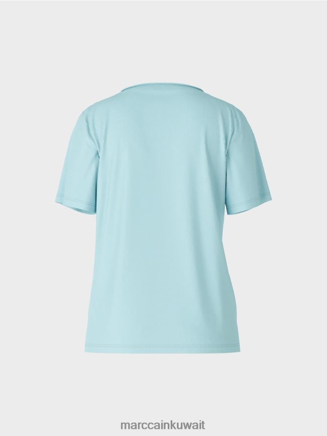 Marc Cain الجزء العلوي من القطن المطاطي LVN0D61459 ملابس الغلاف الجوي الأزرق