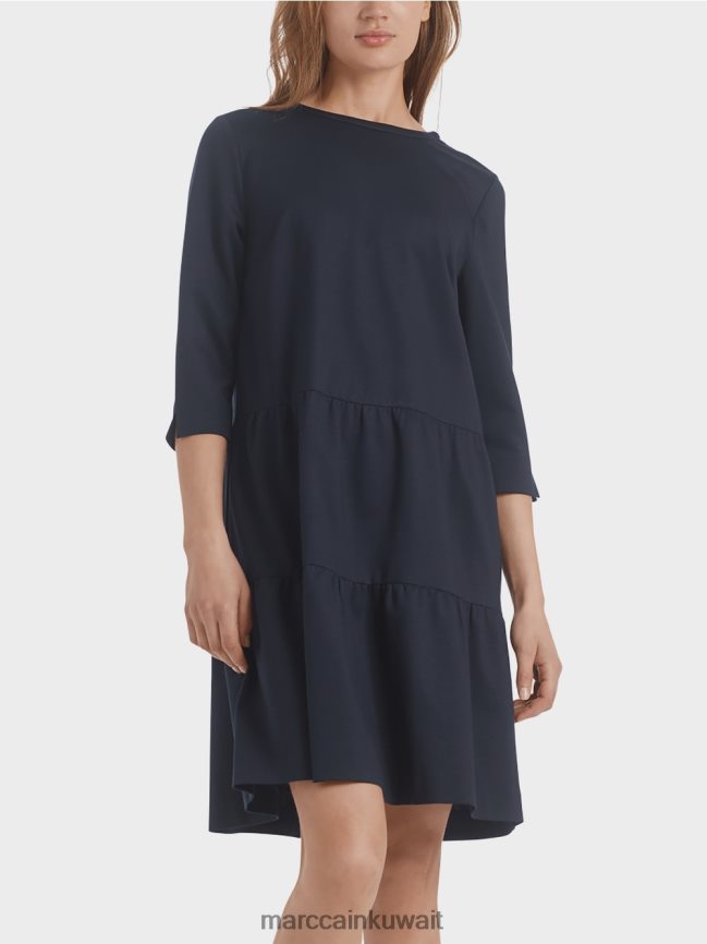 Marc Cain فستان جيرسي مع كشكشات متدرجة LVN0D6146 ملابس منتصف الليل الأزرق