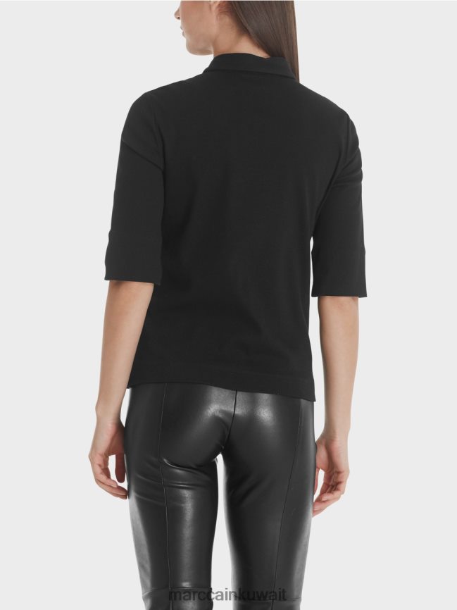 Marc Cain قميص بولو قطن LVN0D61464 ملابس أسود
