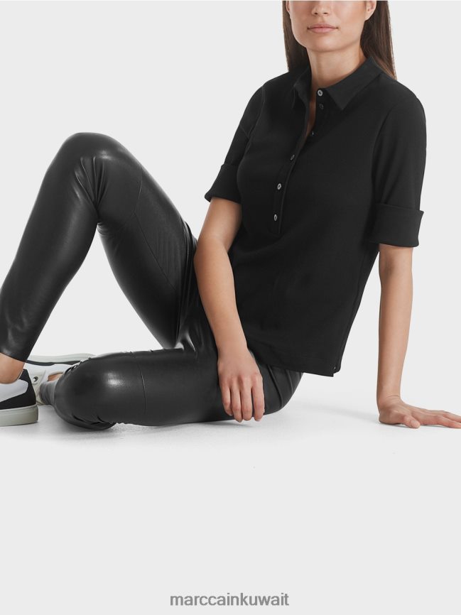 Marc Cain قميص بولو قطن LVN0D61464 ملابس أسود