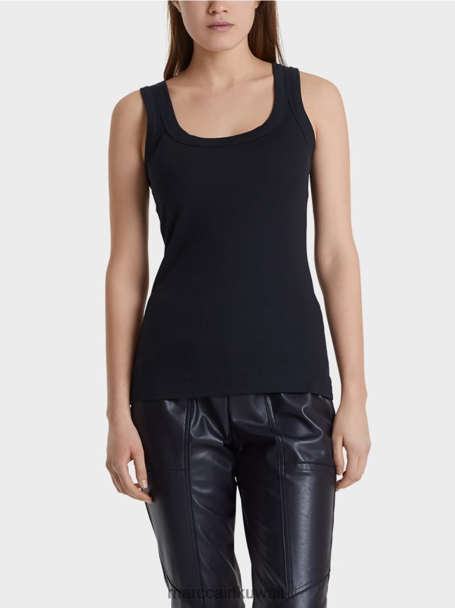 Marc Cain أعلى الخزان مضلع غرامة LVN0D61467 ملابس منتصف الليل الأزرق