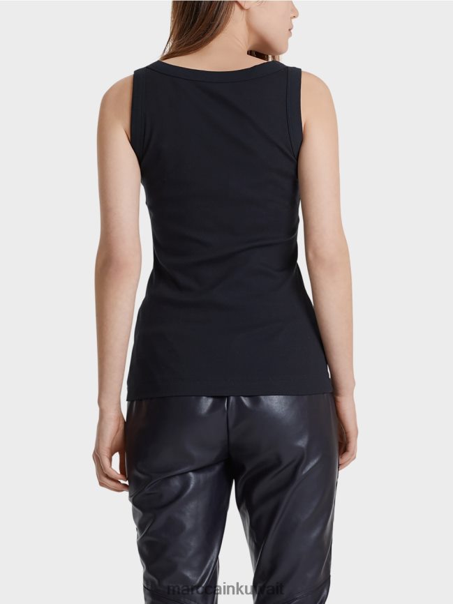 Marc Cain أعلى الخزان مضلع غرامة LVN0D61467 ملابس منتصف الليل الأزرق