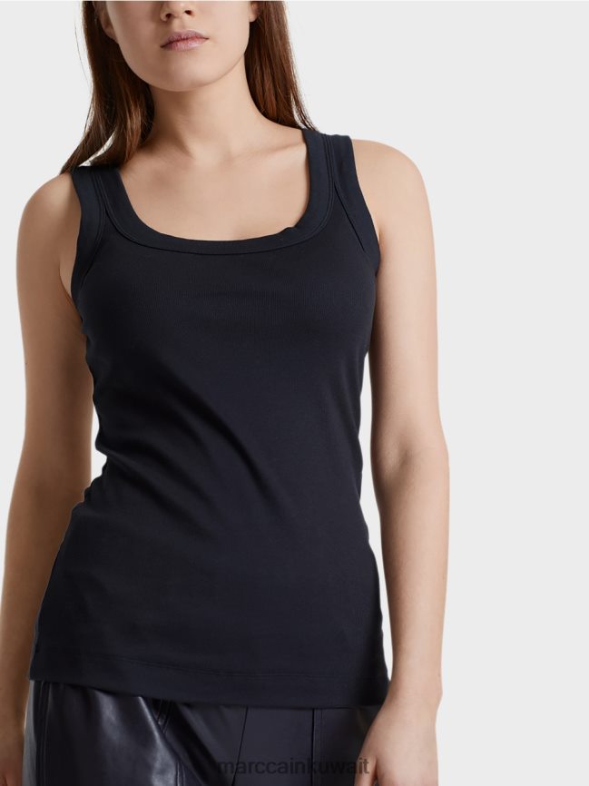 Marc Cain أعلى الخزان مضلع غرامة LVN0D61467 ملابس منتصف الليل الأزرق