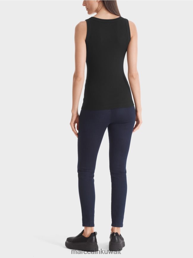 Marc Cain أعلى الخزان مضلع غرامة LVN0D61468 ملابس أسود