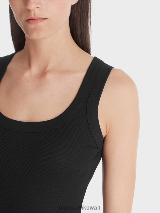 Marc Cain أعلى الخزان مضلع غرامة LVN0D61468 ملابس أسود