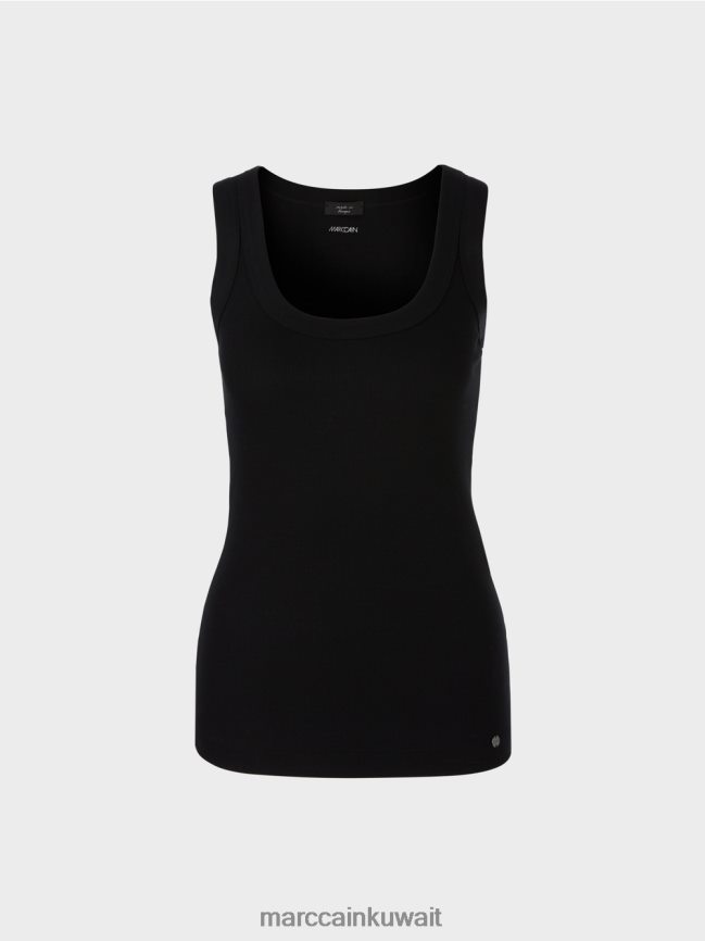 Marc Cain أعلى الخزان مضلع غرامة LVN0D61468 ملابس أسود
