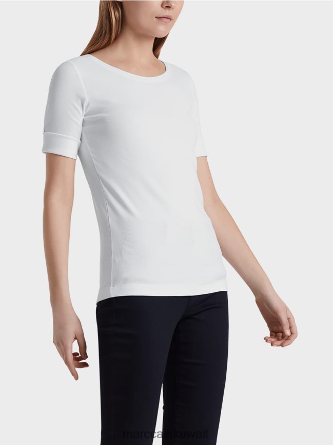 Marc Cain قميص بياقة دائرية وأكمام قصيرة LVN0D61469 ملابس أبيض