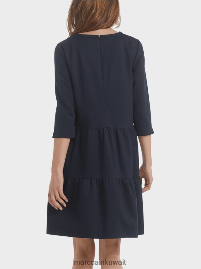 Marc Cain فستان جيرسي مع كشكشات متدرجة LVN0D6146 ملابس منتصف الليل الأزرق