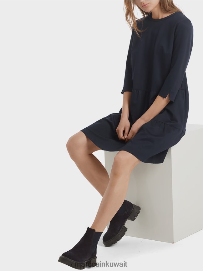 Marc Cain فستان جيرسي مع كشكشات متدرجة LVN0D6146 ملابس منتصف الليل الأزرق