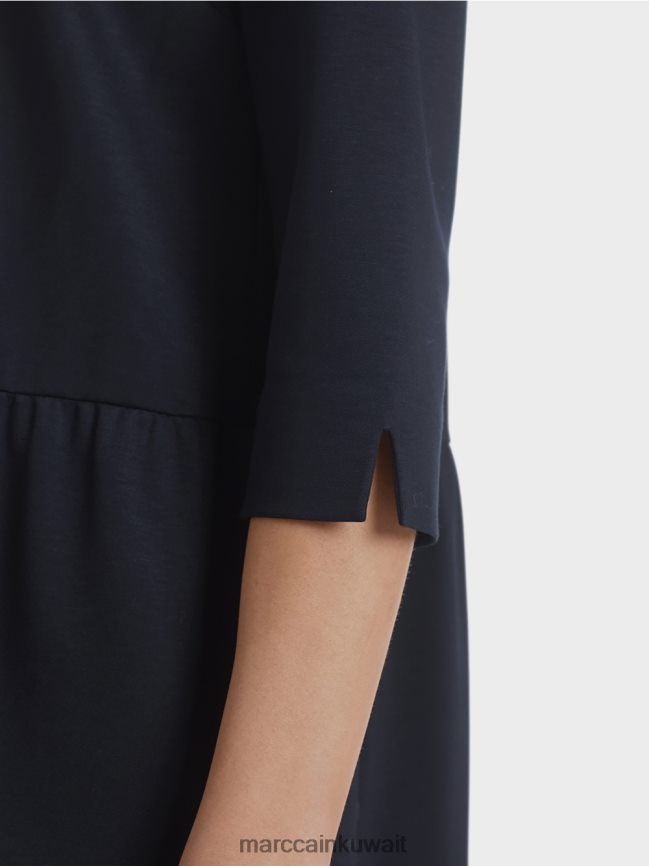 Marc Cain فستان جيرسي مع كشكشات متدرجة LVN0D6146 ملابس منتصف الليل الأزرق