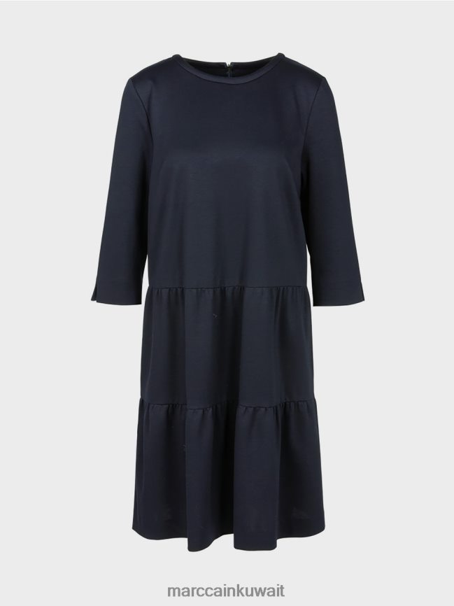 Marc Cain فستان جيرسي مع كشكشات متدرجة LVN0D6146 ملابس منتصف الليل الأزرق