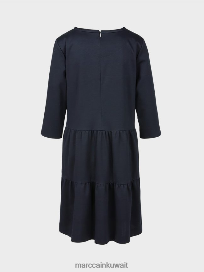 Marc Cain فستان جيرسي مع كشكشات متدرجة LVN0D6146 ملابس منتصف الليل الأزرق