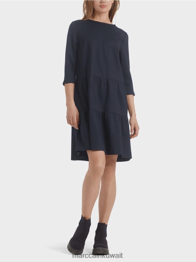 Marc Cain فستان جيرسي مع كشكشات متدرجة LVN0D6146 ملابس منتصف الليل الأزرق