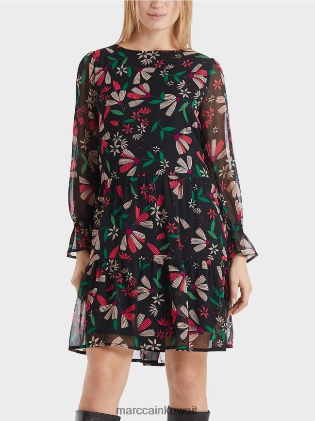 Marc Cain فستان أنثوي بطبعة زهور LVN0D6147 ملابس أرجواني