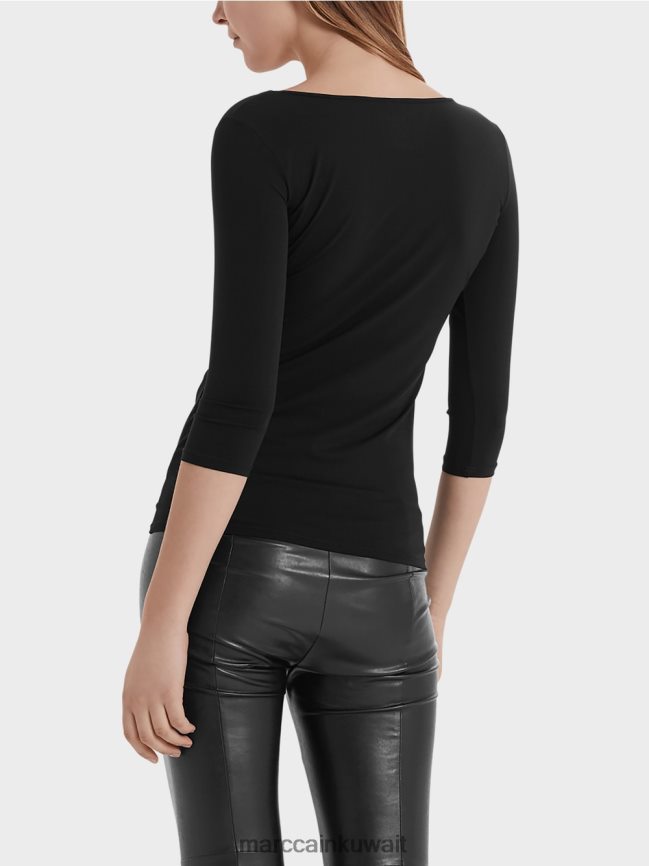 Marc Cain قميص طويل الأكمام دقيق للغاية LVN0D61470 ملابس أسود