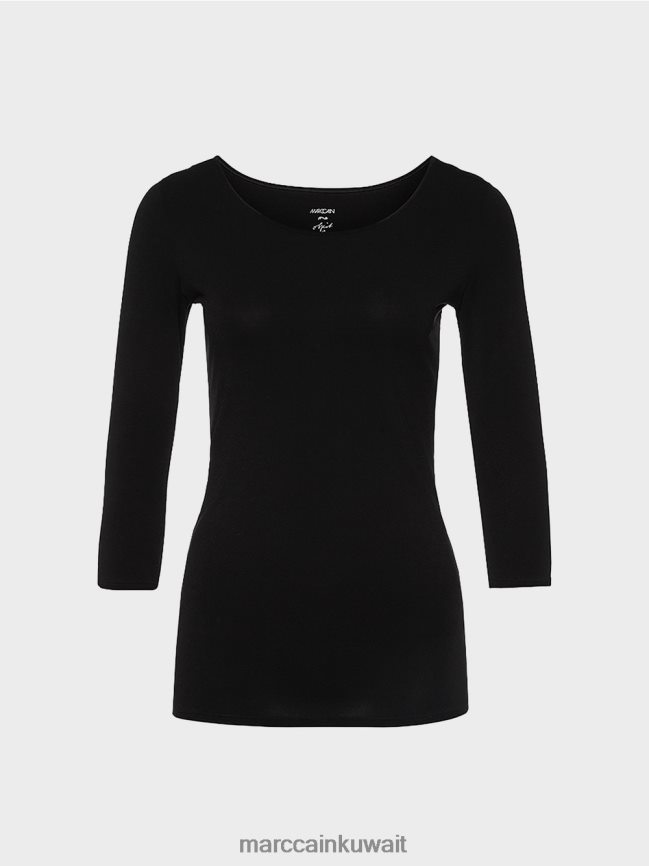 Marc Cain قميص طويل الأكمام دقيق للغاية LVN0D61470 ملابس أسود