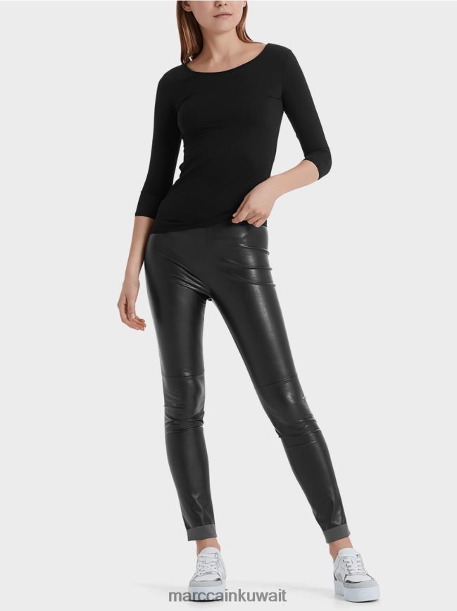 Marc Cain قميص طويل الأكمام دقيق للغاية LVN0D61470 ملابس أسود