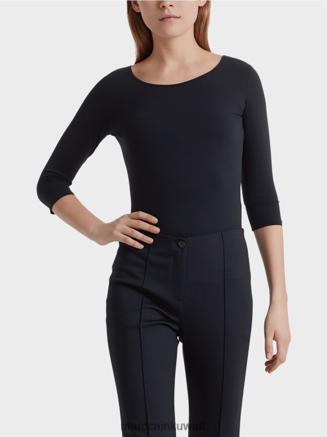 Marc Cain قميص طويل الأكمام دقيق للغاية LVN0D61471 ملابس منتصف الليل الأزرق