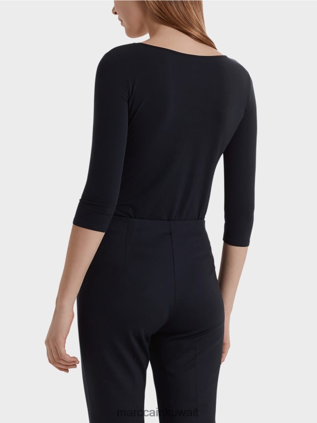 Marc Cain قميص طويل الأكمام دقيق للغاية LVN0D61471 ملابس منتصف الليل الأزرق