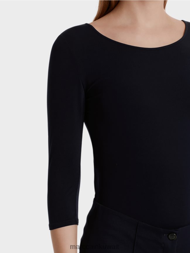 Marc Cain قميص طويل الأكمام دقيق للغاية LVN0D61471 ملابس منتصف الليل الأزرق