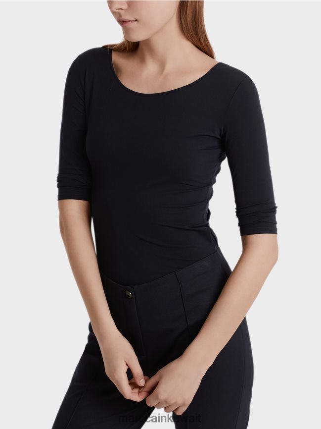 Marc Cain قميص طويل الأكمام دقيق للغاية LVN0D61471 ملابس منتصف الليل الأزرق