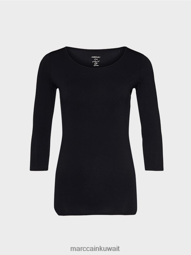 Marc Cain قميص طويل الأكمام دقيق للغاية LVN0D61471 ملابس منتصف الليل الأزرق