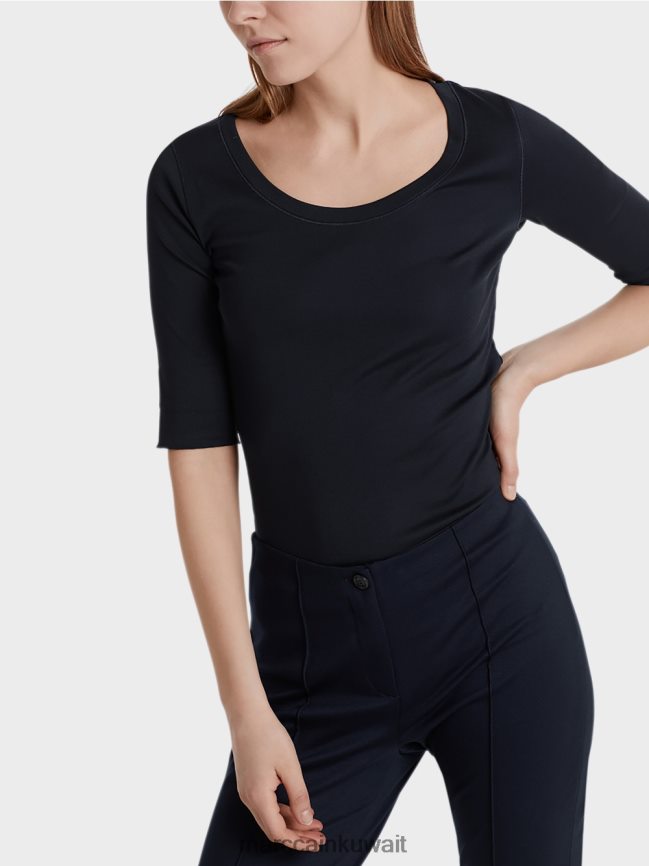 Marc Cain قميص أساسي عالي الجودة LVN0D61472 ملابس منتصف الليل الأزرق