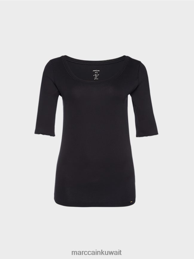 Marc Cain قميص أساسي عالي الجودة LVN0D61472 ملابس منتصف الليل الأزرق